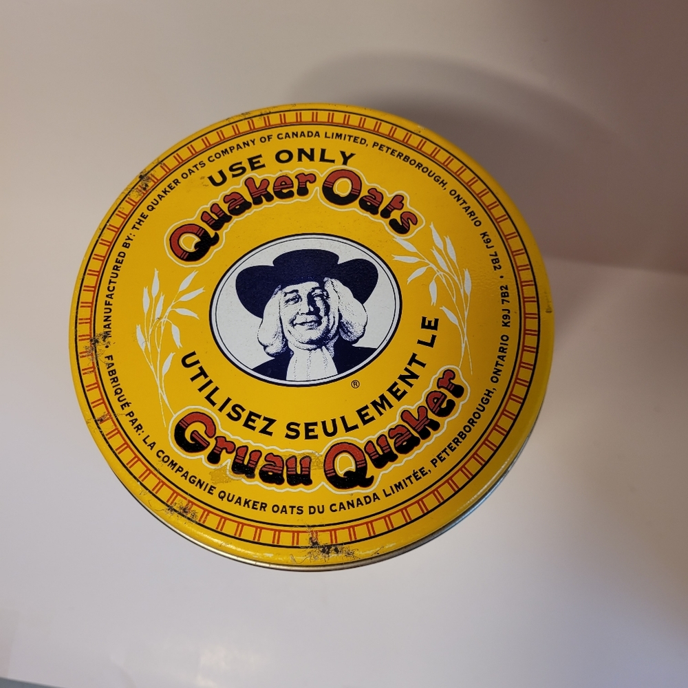 Vintage Quaker Oats Tin Canister Bilingual - Picture 4 of 10
